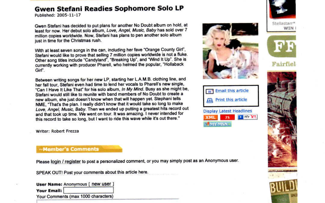 Gwen Stefani Readies New Sophomore LP